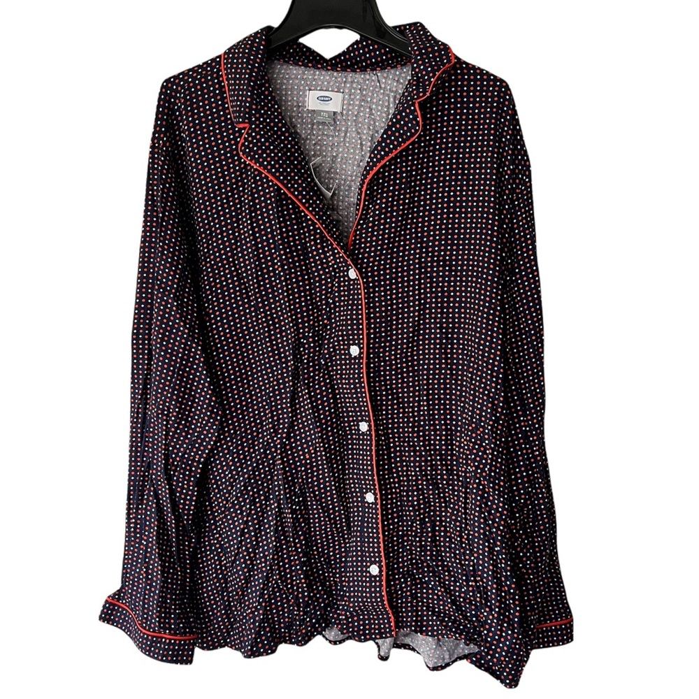 NWT Old Navy PJ Shirt Polka Dot ButtonUp Super Soft Sleepwear Pajamas Blouse XXL